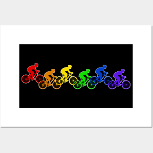 Bicycling - Rainbow Pride dark Posters and Art